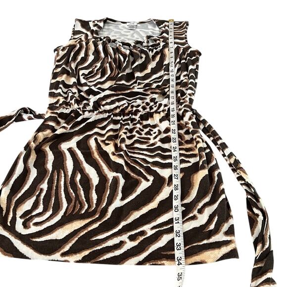 Cache M Brown Animal Print Knit Dress Lightweight Sleeveless Belt - Picture 10 of 10